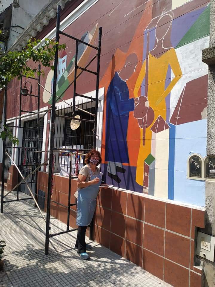 Proceso creativo del mural que hoy se luce en esplendor en el taller de Aranguren 4040