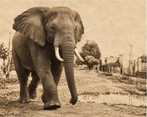 Un elefante suelto en Villa Luro